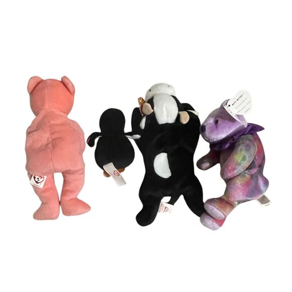 Ty Beanie Babies Bear Lot Of 4 Assorted Years 1993 to 2009 Cow Penguin Bears - Picture 3 of 7